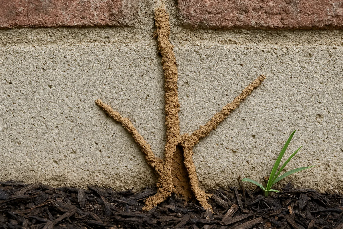Termite mud tubes on a Dallas home foundation — a classic warning sign